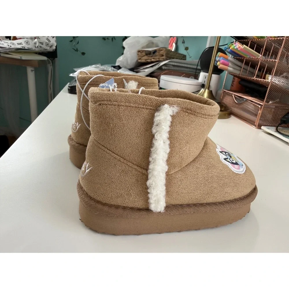 Bluey Toddler Tan EVA Winter Slipper Boots Faux Fur Lined Character‎ Shoes New